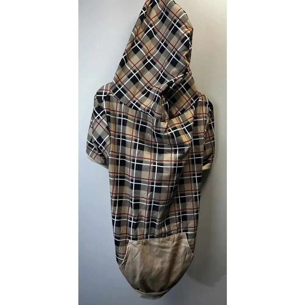 EXPAWLORER Plaid Dog Hoodie - British Style Plaid Pet Sweaters with Hat